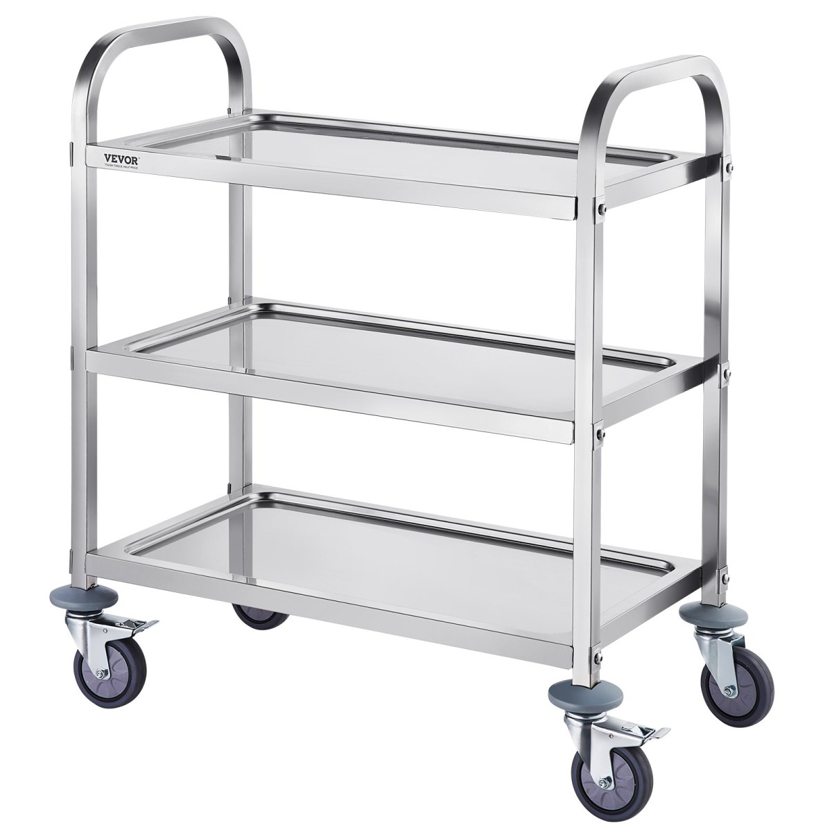 VEVOR Stainless Steel Cart, 3 Layers Lab Utility Cart 181,4kg Weight Capacity, Medical Cart with lockable Universal Wheels, for Lab, Clinic, Kitchen, Salon