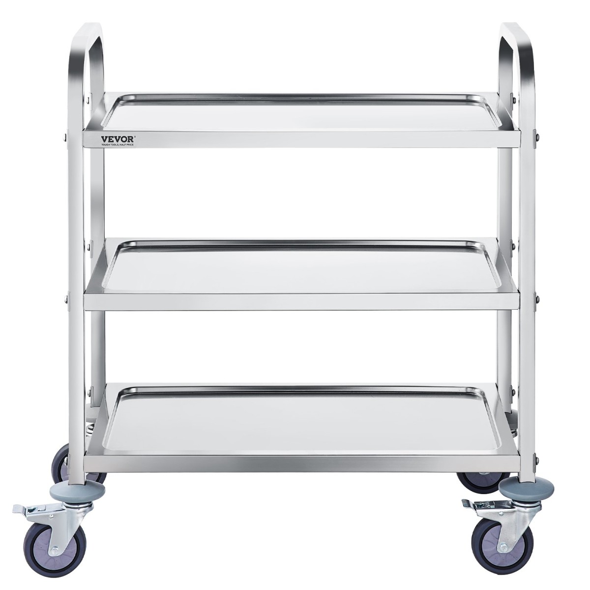 VEVOR Stainless Steel Cart, 3 Layers Lab Utility Cart 181,4kg Weight Capacity, Medical Cart with lockable Universal Wheels, for Lab, Clinic, Kitchen, Salon