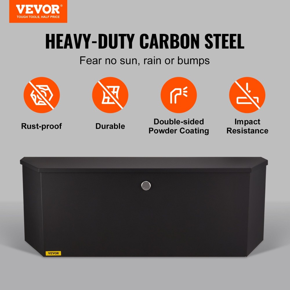 VEVOR Trailer Tongue Box, 914 x 314 x 305 mm Steel Trailer Tongue Tool Box, Βαριά Duty Storage Organizer με κλειδαριά και κλειδιά, βοηθητικό κιβώτιο εργαλείων για κρεβάτι Pickup Truck, RV, SUV, Off-Road Vehicle, Μαύρο