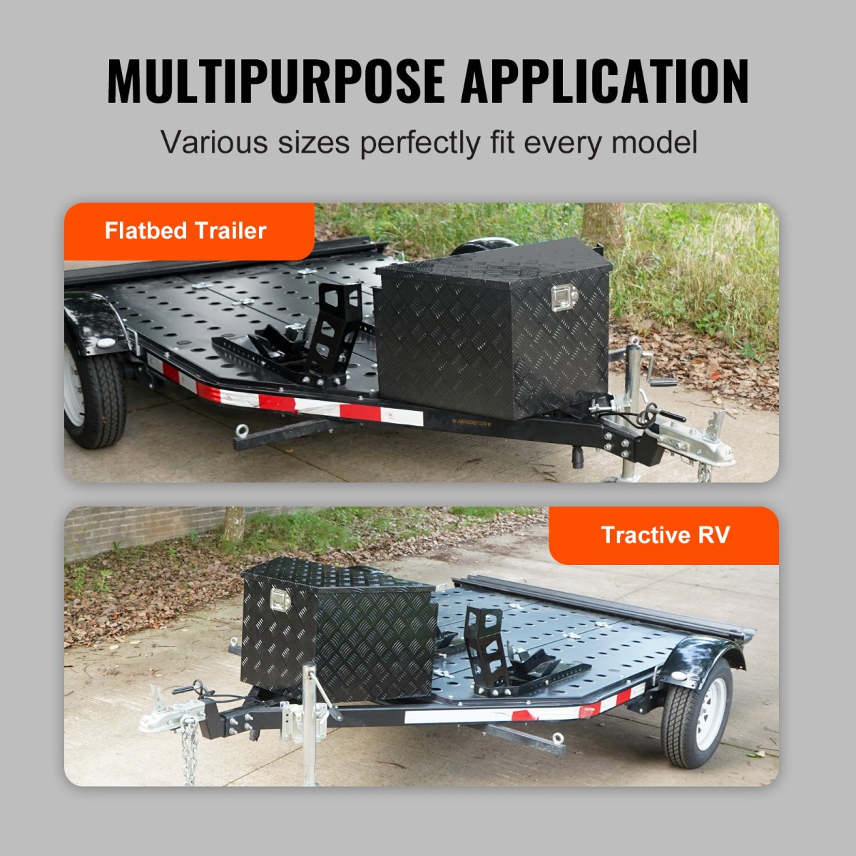VEVOR Trailer Tongue Box, Αλουμίνιο Diamond Plate Tongue Box Chest, Heavy Duty Trailer Box Storage with Lock and Keys, Utility Trailer Tongue Box for Pickup Truck, RV, Trailer, 99,1 x 41,9 x 30,5 cm