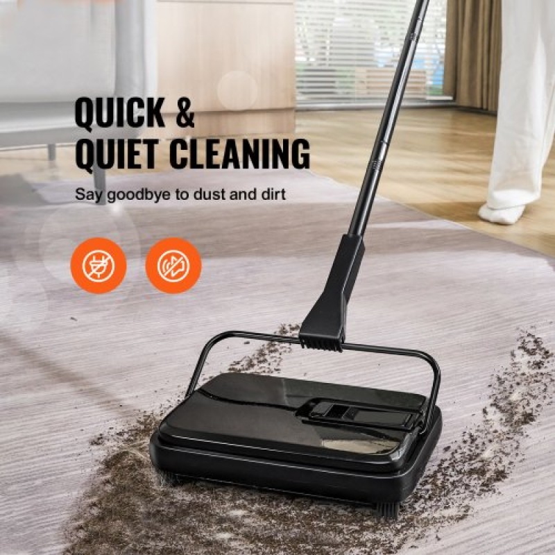 Sweeper χαλιών VEVOR, 20 cm Sweeping Paths, Floor Sweeper Manual Non Electric, 300 ml Dustbin χωρητικότητας με χτένα για χαλιά οικιακού γραφείου Επιφάνειες σκληρού ξύλου Ξύλινα πατώματα Laminate, Καθαρίζει τη σκόνη τρίχες κατοικίδιων