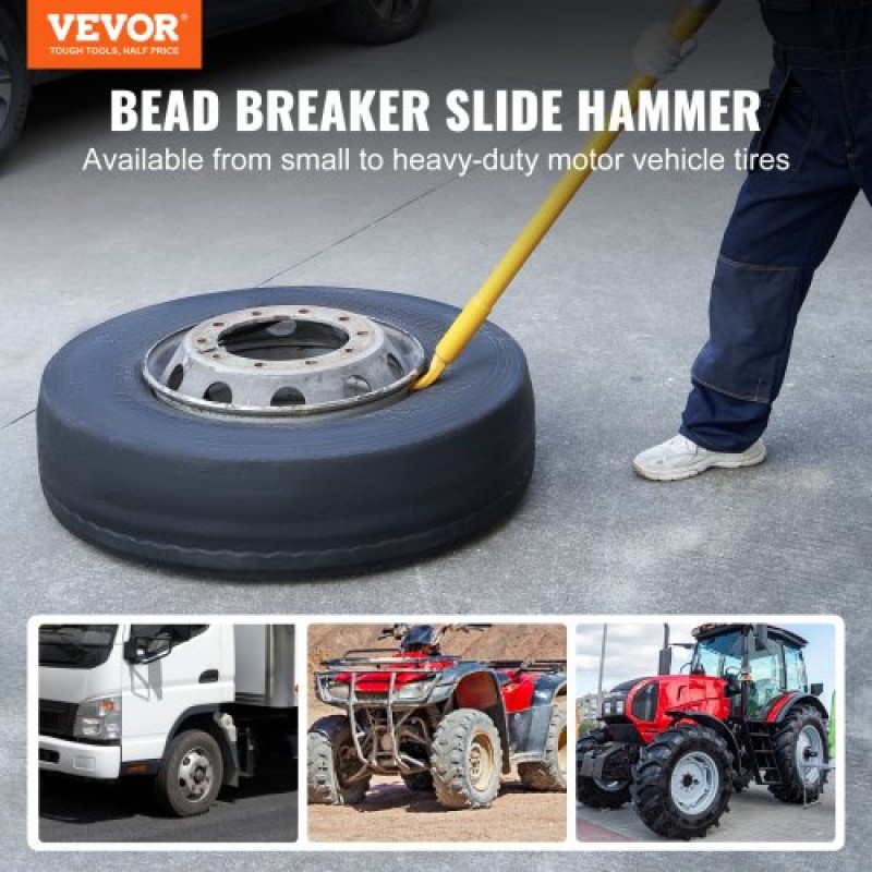 VEVOR Tire Bead Breaker Slide Hammer, μήκους 117,6 cm Heavy Duty Steel Tire Bead Breaker, Portable Tire Changing Sliding Impact for Car Truck Trailer Tire Removal