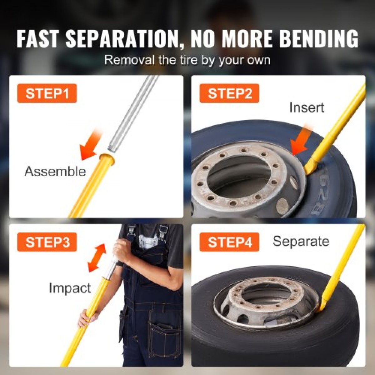 VEVOR Tire Bead Breaker Slide Hammer, μήκους 117,6 cm Heavy Duty Steel Tire Bead Breaker, Portable Tire Changing Sliding Impact for Car Truck Trailer Tire Removal