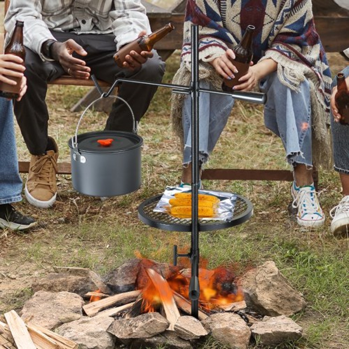 Ρυθμιζόμενη σχάρα μαγειρέματος VEVOR Swivel Campfire Grill Heavy Duty Steel Open Fire Cooking Σχάρα