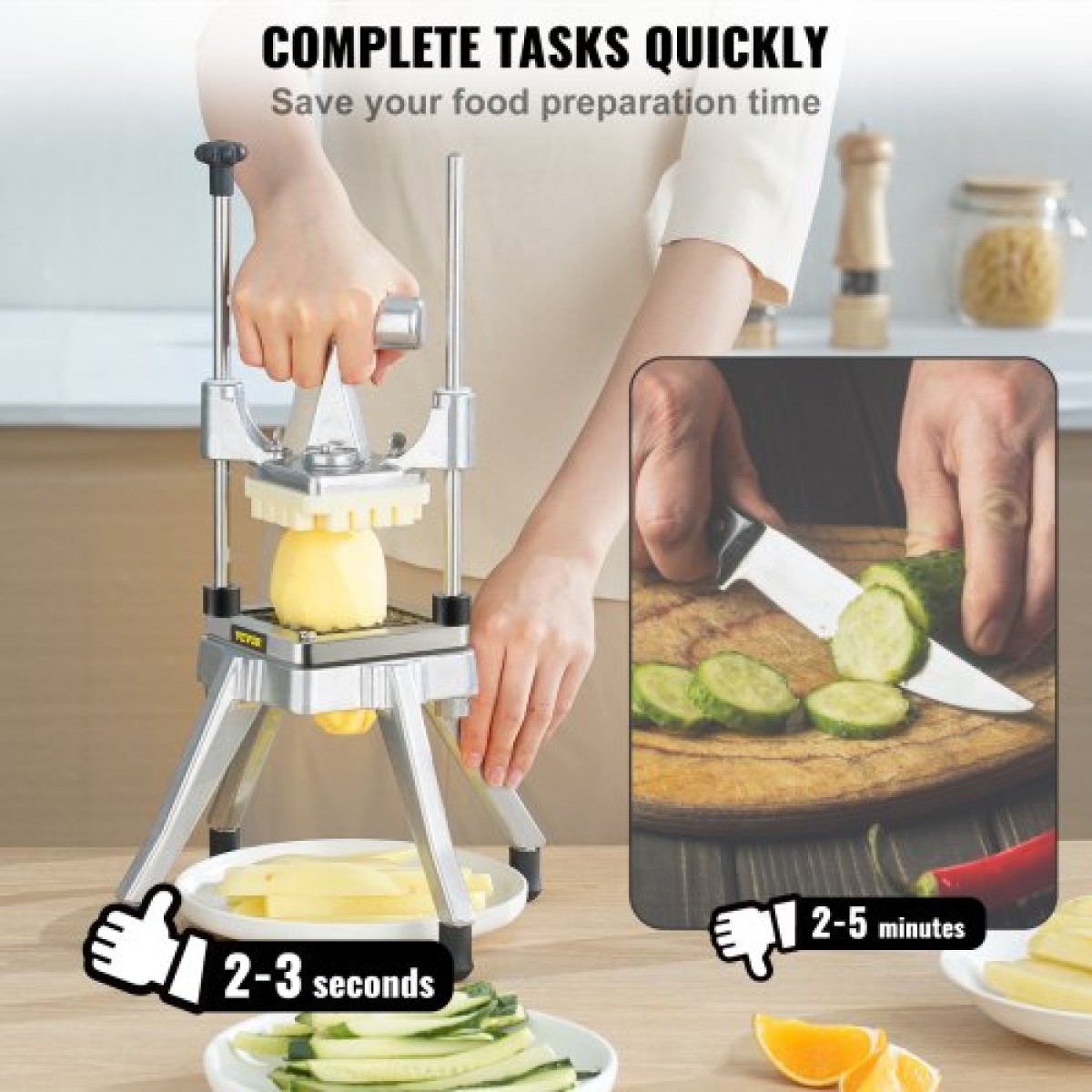 VEVOR Εμπορικός κόφτης λαχανικών φρούτων 1/4" Blade Heavy Duty Professional Food Dicer Kattex Κόφτης Γαλλικής Τηγανιάς Κόφτης Κρεμμυδιού Ανοξείδωτος για Πιπεριές Ντομάτα Μανιτάρι πατάτας