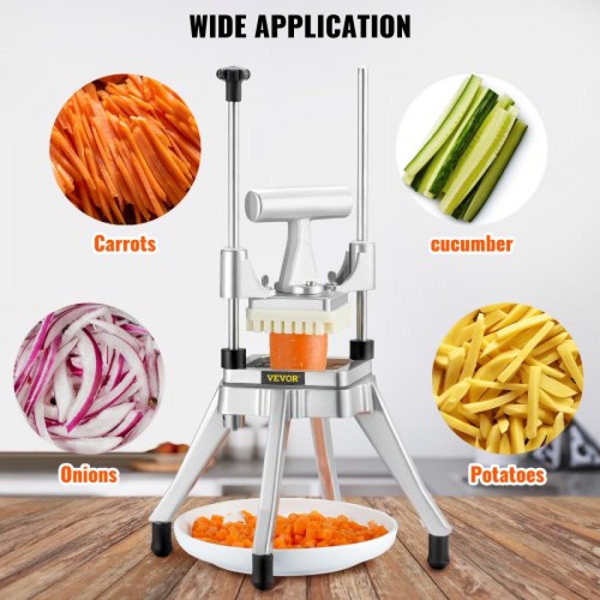 VEVOR Εμπορικός κόφτης λαχανικών φρούτων 1/4" Blade Heavy Duty Professional Food Dicer Kattex Κόφτης Γαλλικής Τηγανιάς Κόφτης Κρεμμυδιού Ανοξείδωτος για Πιπεριές Ντομάτα Μανιτάρι πατάτας