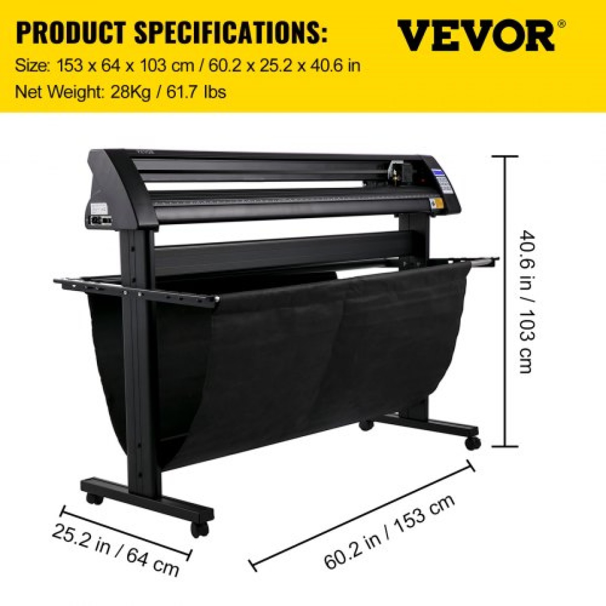 VEVOR Vinyl Cutter, 1350mm Vinyl Plotter, LED Screen Plotter Cutter, Ημιαυτόματο ενσωματωμένο οπτικό μάτι, συμβατό με λογισμικό SignMaster για σύστημα Windows με βάση