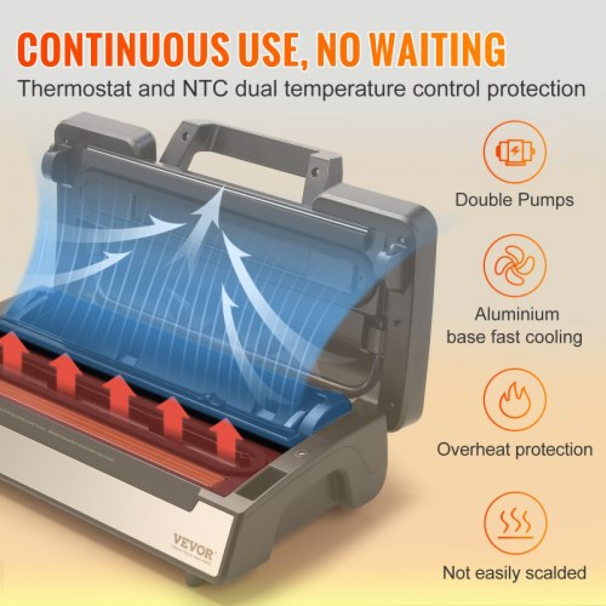 VEVOR Vacuum Sealer Μηχανή αποθήκευσης τροφίμων Εξοικονόμηση αποθήκευσης 90 Kpa με σακούλα σφραγίδας