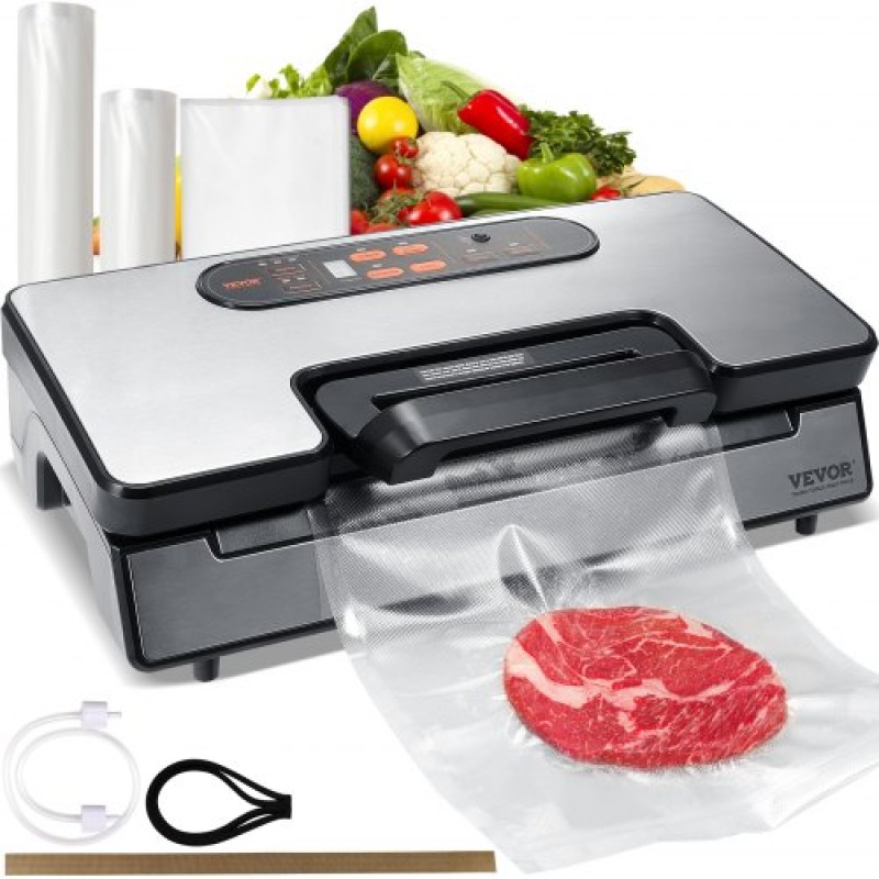 VEVOR Vacuum Sealer Μηχανή αποθήκευσης τροφίμων Εξοικονόμηση αποθήκευσης 90 Kpa με σακούλα σφραγίδας