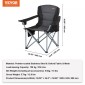 Καρέκλες κάμπινγκ VEVOR Oversized, 204 κιλά Υποστήριξη βαρέως τύπου, Φορητές πτυσσόμενες καρέκλες κατασκήνωσης με επένδυση πλάτης και μπράτσα, ποτηροθήκη & πλαϊνή τσέπη, τσάντα ψυγείου, τσάντες μεταφοράς για εξωτερικούς χώρους, ψάρεμα, 1 πακέτο