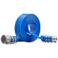 Εύκαμπτος σωλήνας VEVOR Backwash, 51 mm x 15,24 m, Επίπεδος εύκαμπτος σωλήνας εκκένωσης από PVC βαρέως τύπου με εξαρτήματα αλουμινίου Camlock C & E, σφιγκτήρες, συμβατός με αντλίες, φίλτρα άμμου, για αποχέτευση λυμάτων πισινών, μπλε