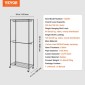Σχάρα ρούχων VEVOR Heavy Duty, Διπλές ράβδοι κρεμαστάς Ράφι ρούχων με κάτω και επάνω επίπεδο αποθήκευσης, κυλιόμενη βάση ρούχων για κρεμαστά ρούχα, 2,5 εκ. Πάχος χαλύβδινος σωλήνας συγκράτησης έως 136,1 κιλά