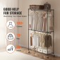Βάση ρούχων VEVOR Heavy Duty, ράφι ρούχων κυλιόμενο με 3 στρώσεις αποθήκευσης, 2 ράβδους και 2 ζευγάρια πλαϊνούς γάντζους, Ρυθμιζόμενο ύψος ντουλάπα για κρεμασμένα ρούχα, χωρητικότητα φόρτωσης 400 λίβρες