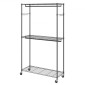 Βάση ρούχων VEVOR Heavy Duty, ράφι ρούχων κυλιόμενο με 3 στρώσεις αποθήκευσης, 2 ράβδους και 2 ζευγάρια πλαϊνούς γάντζους, Ρυθμιζόμενο ύψος ντουλάπα για κρεμασμένα ρούχα, χωρητικότητα φόρτωσης 400 λίβρες