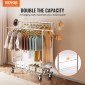 Σχάρα ρούχων VEVOR Heavy Duty, ράφι ρούχων με διπλή ράβδο για κρεμάστρα, ράφι ρούχων με ρυθμιζόμενο ύψος και εκτεινόμενο μήκος με χώρο αποθήκευσης κάτω, χωρητικότητα 272,2 kg