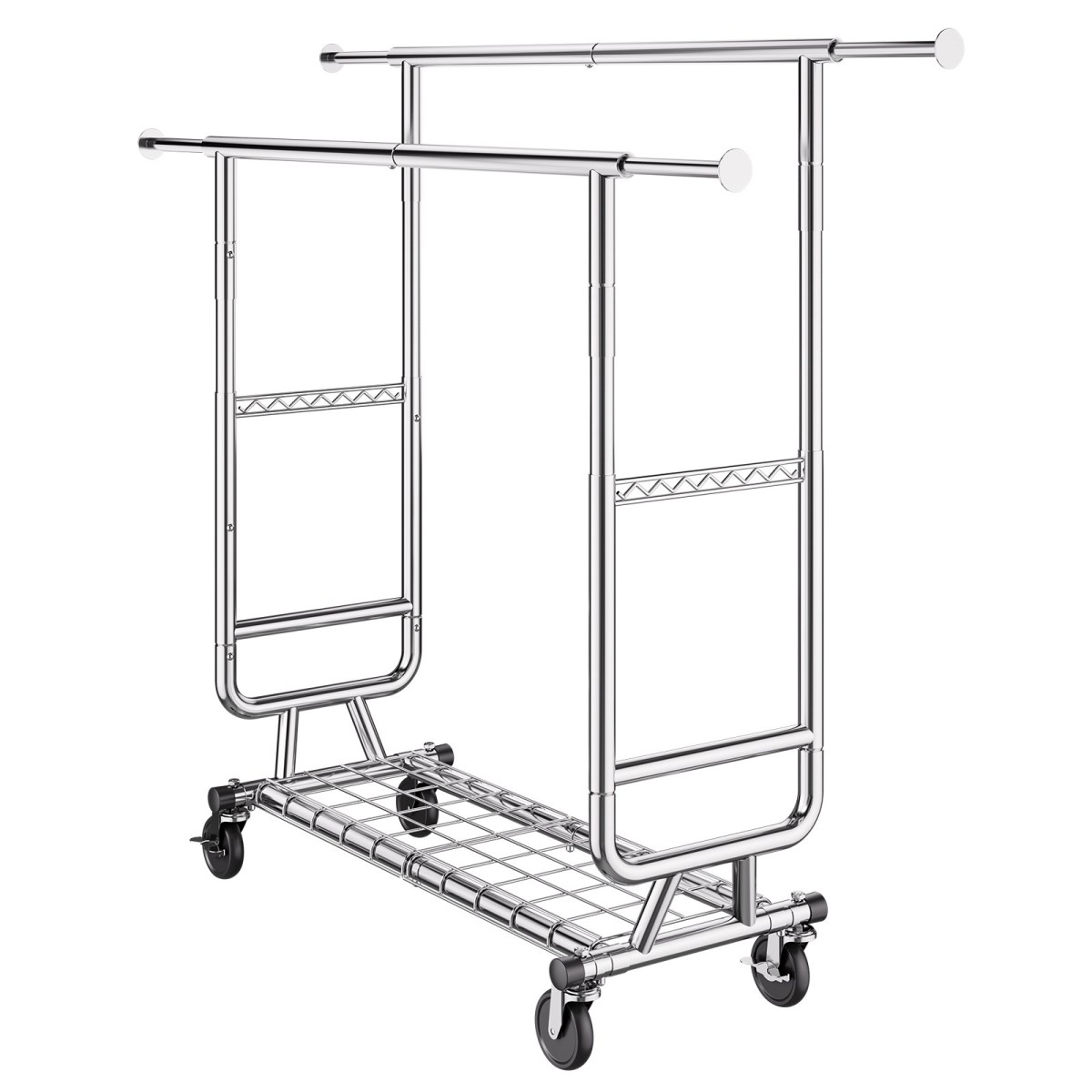Σχάρα ρούχων VEVOR Heavy Duty, ράφι ρούχων με διπλή ράβδο για κρεμάστρα, ράφι ρούχων με ρυθμιζόμενο ύψος και εκτεινόμενο μήκος με χώρο αποθήκευσης κάτω, χωρητικότητα 272,2 kg