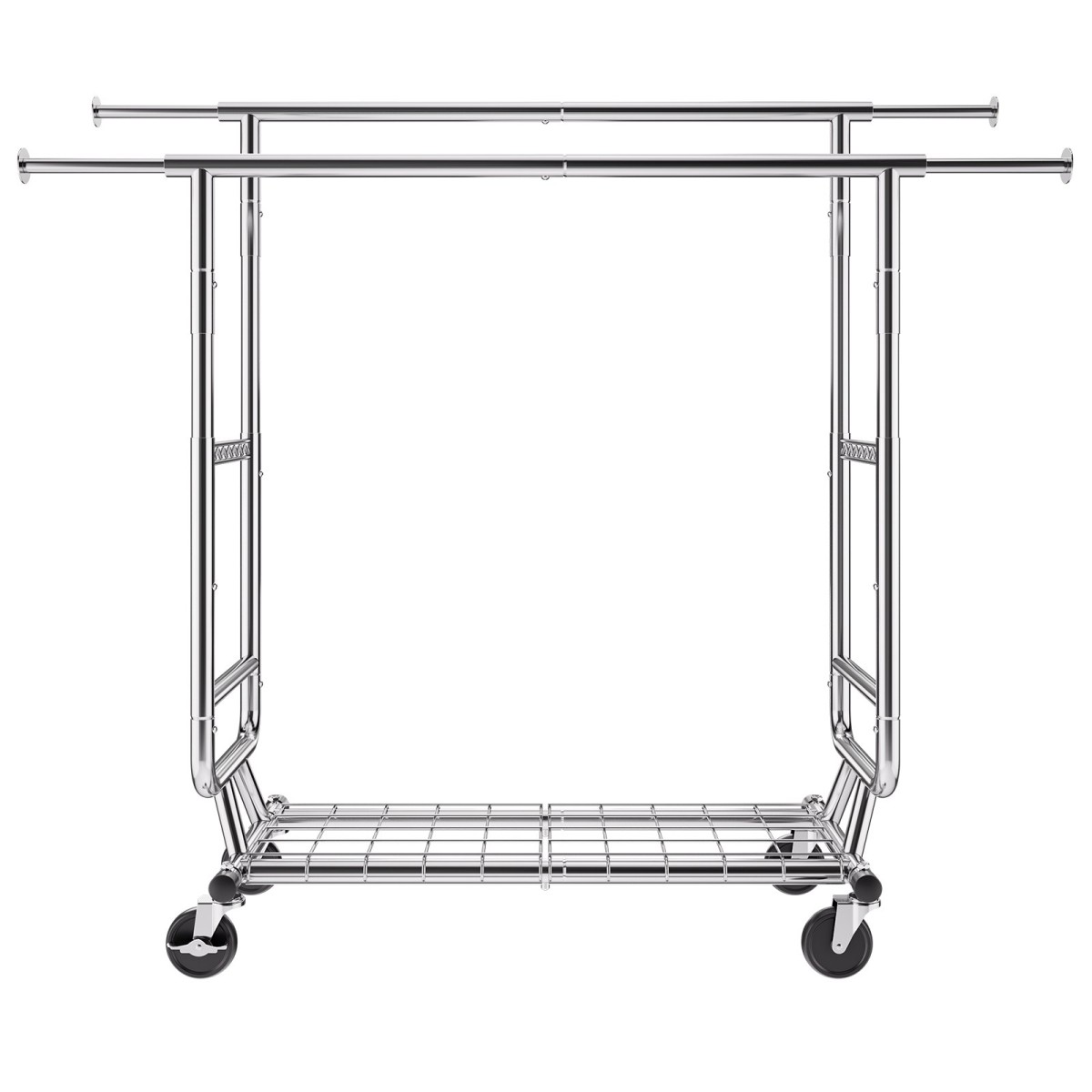 Σχάρα ρούχων VEVOR Heavy Duty, ράφι ρούχων με διπλή ράβδο για κρεμάστρα, ράφι ρούχων με ρυθμιζόμενο ύψος και εκτεινόμενο μήκος με χώρο αποθήκευσης κάτω, χωρητικότητα 272,2 kg