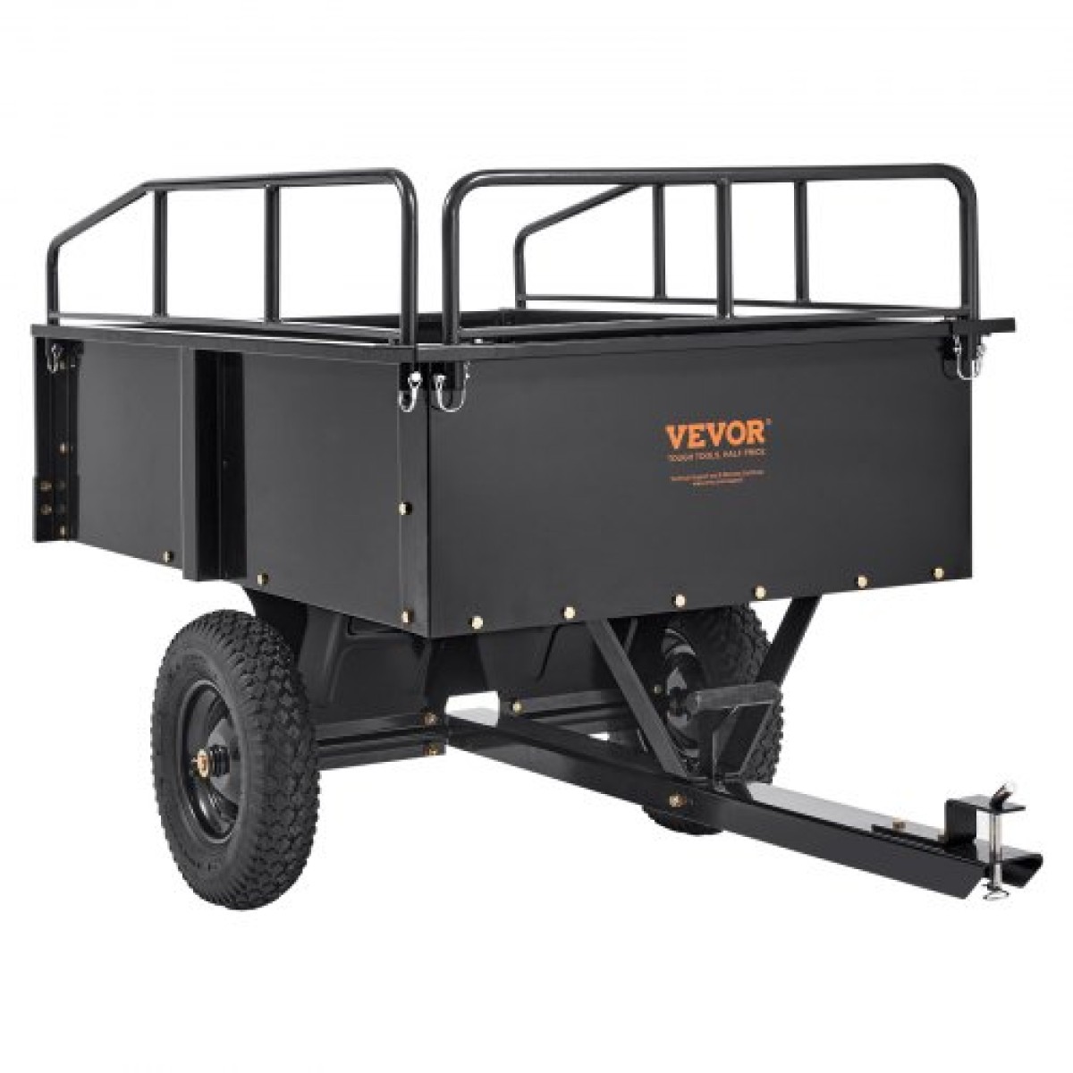 VEVOR Heavy Duty ATV Trailer Steel Dump Cart, 340 kg 0,43 κυβικά μέτρα, Garden Utility Trailer with Removable Sides for Riding Lawn Mower Tractor