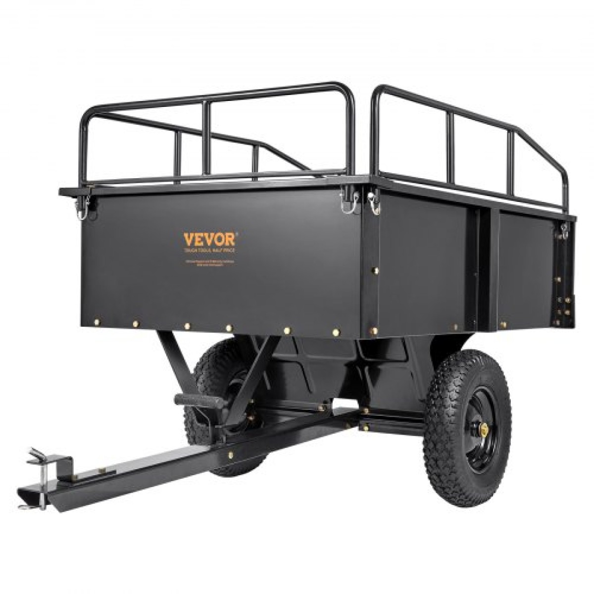 VEVOR Heavy Duty ATV Trailer Steel Dump Cart, 340 kg 0,43 κυβικά μέτρα, Garden Utility Trailer with Removable Sides for Riding Lawn Mower Tractor