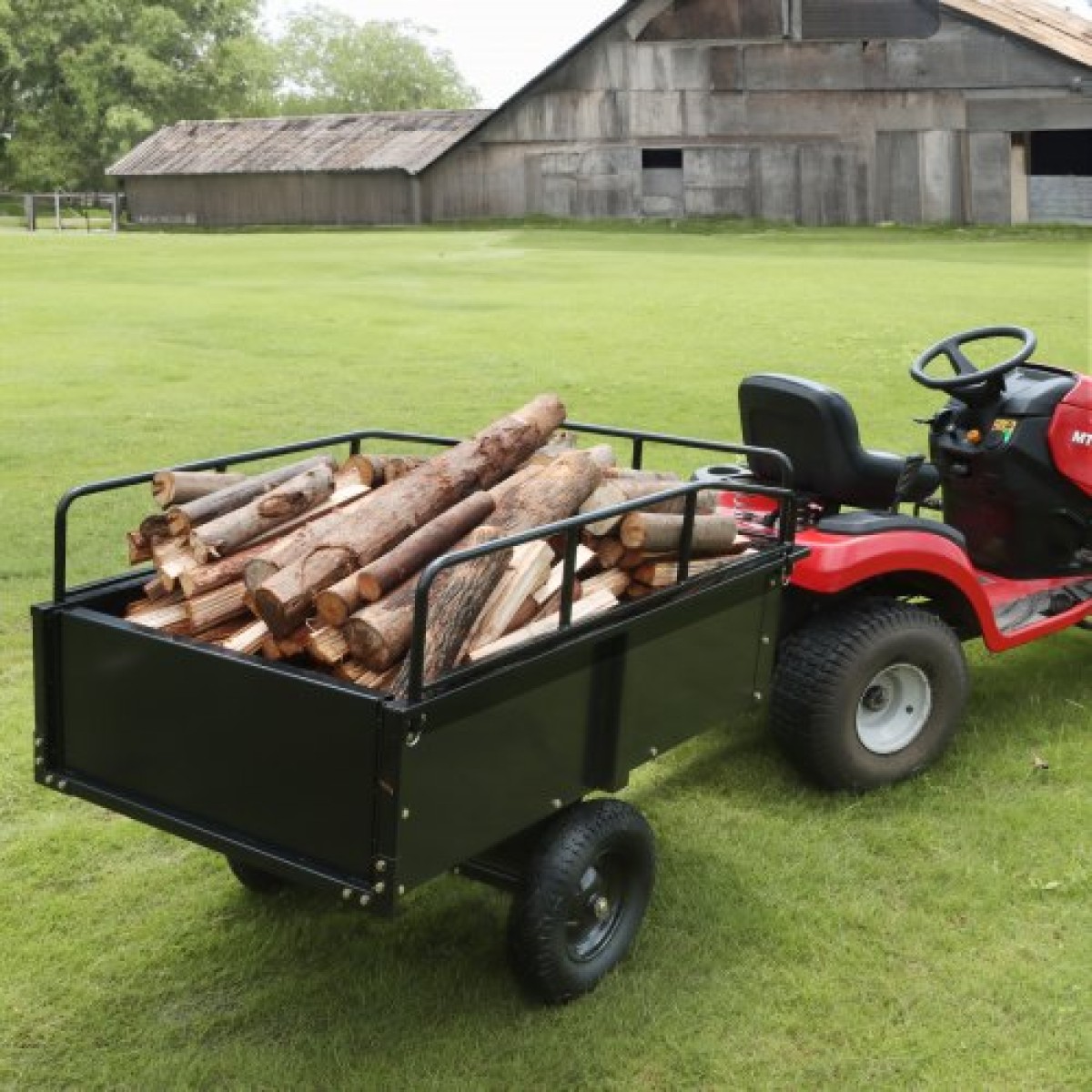 VEVOR Heavy Duty ATV Trailer Steel Dump Cart, 340 kg 0,43 κυβικά μέτρα, Garden Utility Trailer with Removable Sides for Riding Lawn Mower Tractor