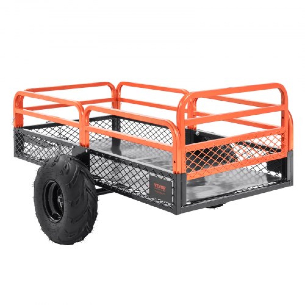 VEVOR Heavy Duty Steel ATV Dump Trailer, 680 kg Χωρητικότητα φόρτωσης 0,43 κυβικά μέτρα, ρυμουλκούμενο πίσω από αμαξίδιο κήπου, με αφαιρούμενα πλαϊνά και 2 ελαστικά, για χλοοκοπτικά, τρακτέρ, ATV, UTV