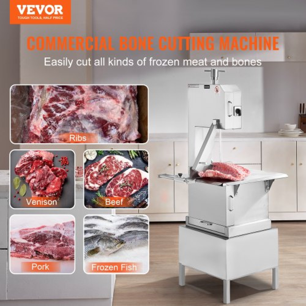 VEVOR 2200W Commercial Electric Meat Bandsaw Stainless Steel Bone Sawing Machine