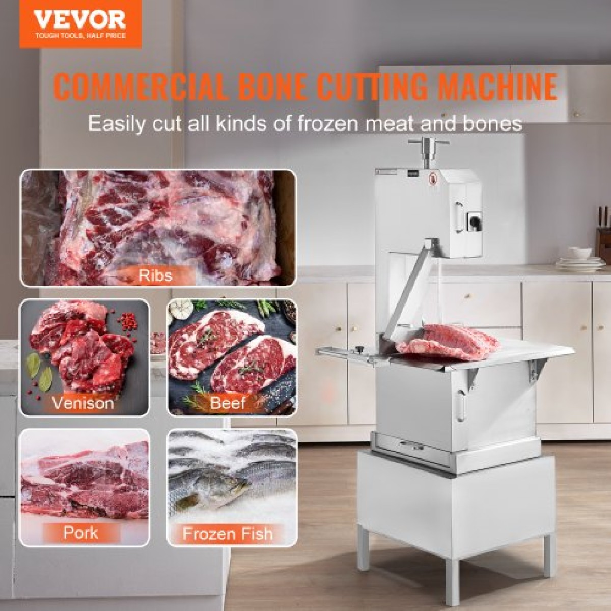 VEVOR 2200W Επαγγελματικό Ηλεκτρικό Πριόνι Κρέατος Ανοξείδωτο Πριόνι για κόκκαλα