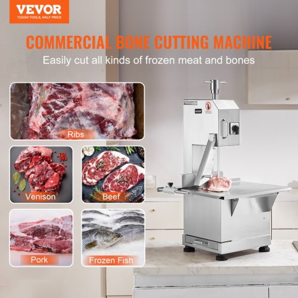 VEVOR 2200W Commercial Electric Meat Bandsaw Stainless Steel Bone Sawing Machine