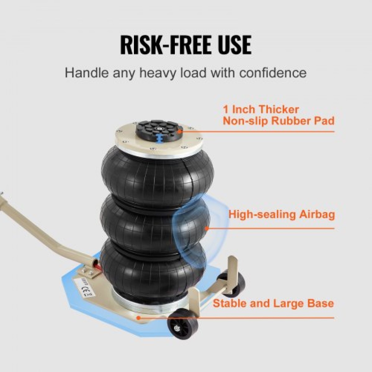 VEVOR Triple Bag Air Jack 3 Ton/6600 lbs Πνευματικός γρύλος για ανύψωση SUV αυτοκινήτου