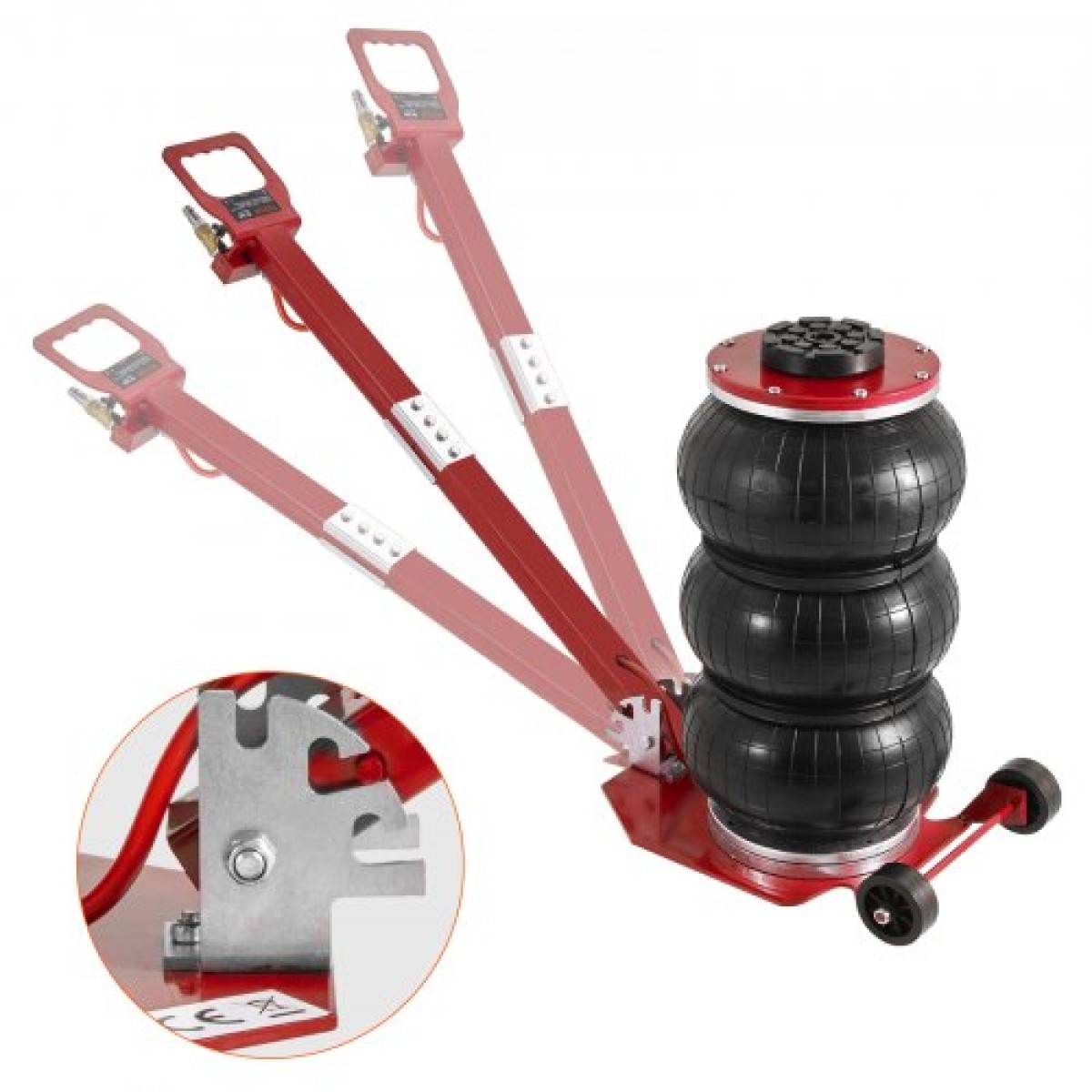 VEVOR Air Jack, 3 Ton/3000 kg Air Jack Triple Bag Air Jack, Airbag Jack με έξι χαλύβδινους σωλήνες, ανύψωση έως 44,9 cm, 3-5 s Fast Lifting Pneumatic Jack, με ρυθμιζόμενη μακριά λαβή για αυτοκίνητα, γκαράζ, επισκευή (κόκκινο)
