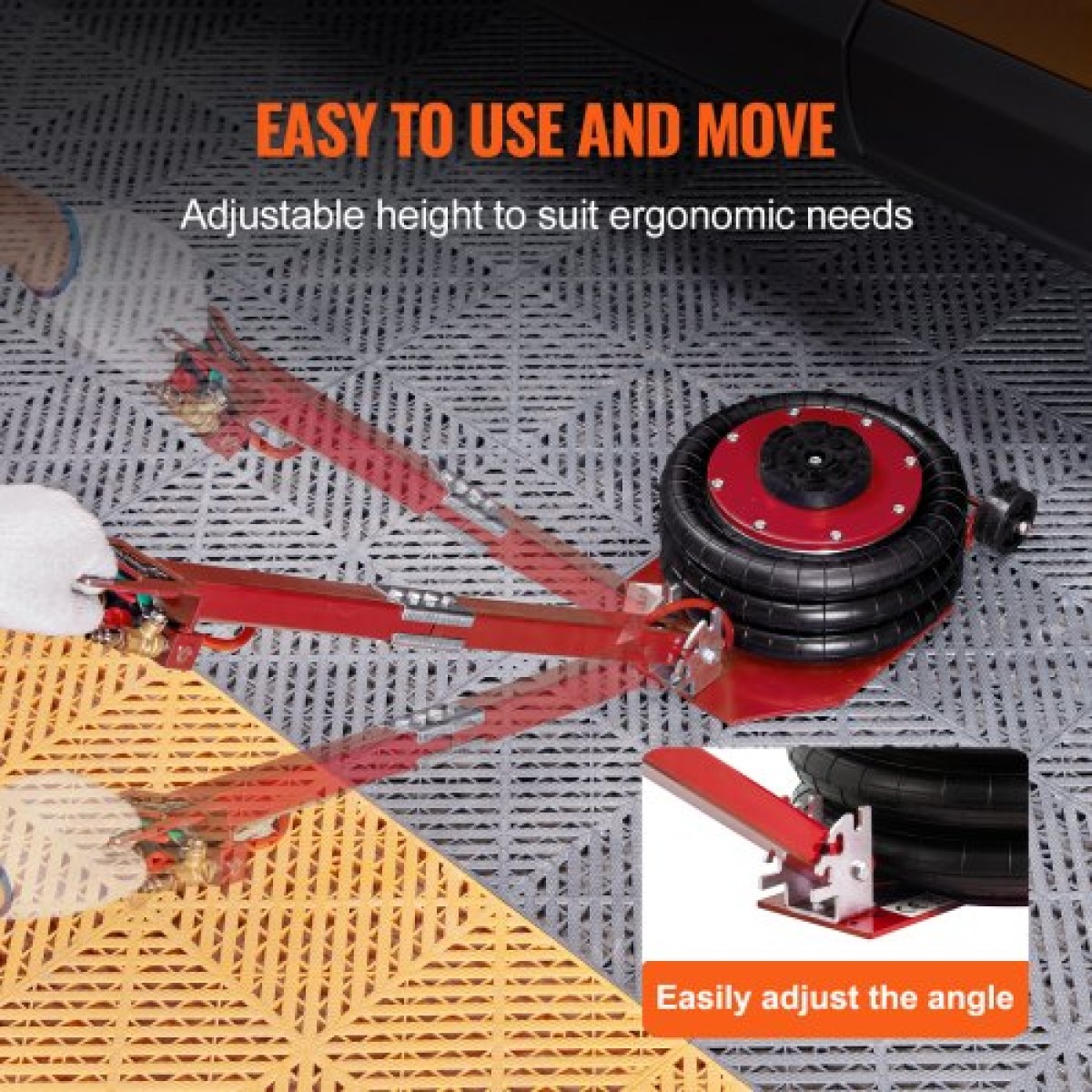VEVOR Air Jack, 3 Ton/3000 kg Air Jack Triple Bag Air Jack, Airbag Jack με έξι χαλύβδινους σωλήνες, ανύψωση έως 44,9 cm, 3-5 s Fast Lifting Pneumatic Jack, με ρυθμιζόμενη μακριά λαβή για αυτοκίνητα, γκαράζ, επισκευή (κόκκινο)