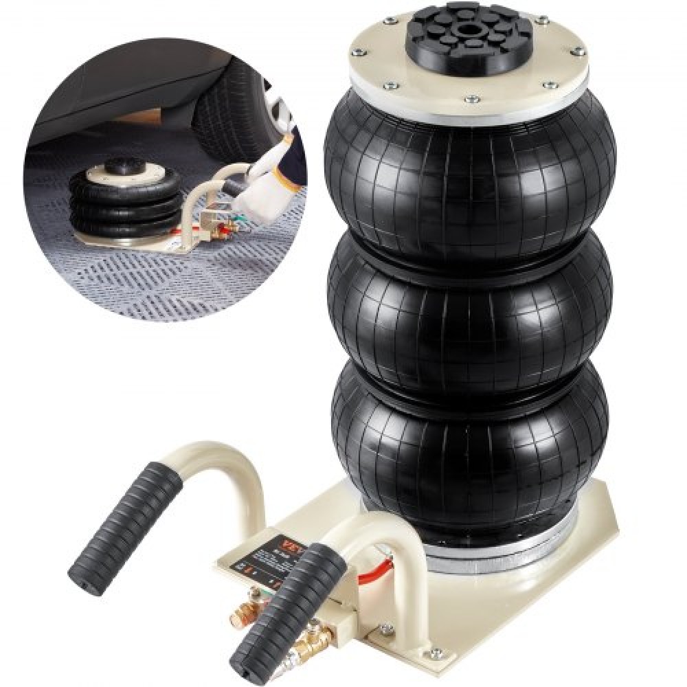 VEVOR Air Jack, 3 Ton/6600 lbs Triple Bag Air Jack, Airbag Jack με έξι χαλύβδινους σωλήνες, ανύψωση έως 17,7 ίντσες/450 mm, 3-5 s Fast Lifting Pneumatic Jack, με πλευρικές λαβές για αυτοκίνητο, γκαράζ, επισκευή (Λευκό)