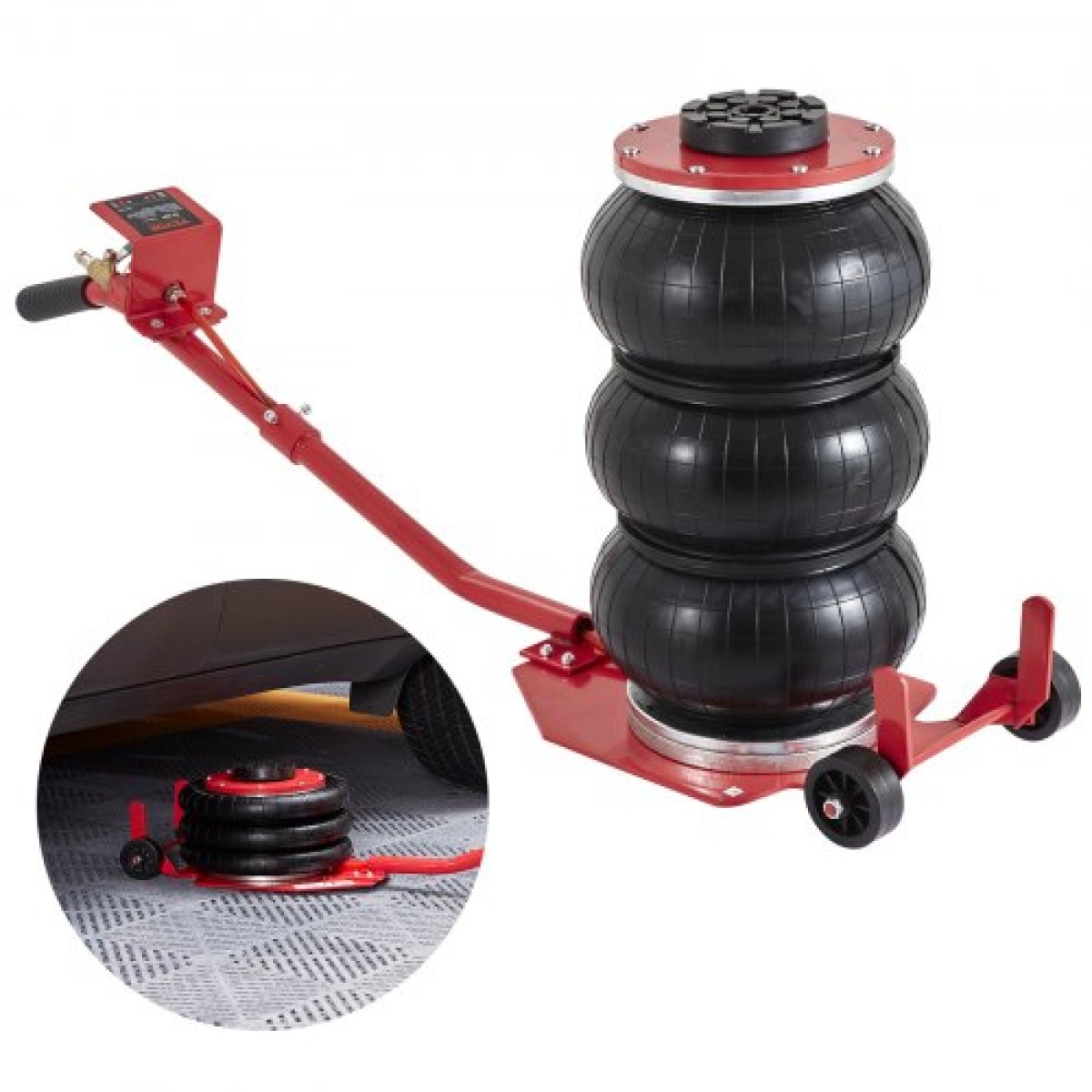 VEVOR Air Jack, 3 Ton/6600 lbs Triple Bag Air Jack, Airbag Jack με έξι χαλύβδινους σωλήνες, ανύψωση έως 17,7 ίντσες/450 mm, 3-5 s Fast Lifting Pneumatic Jack, με μακριές λαβές για αυτοκίνητα, γκαράζ, επισκευή, (Κόκκινο)