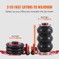VEVOR Air Jack, 3 Ton/6600 lbs Triple Bag Air Jack, Airbag Jack με έξι χαλύβδινους σωλήνες, ανύψωση έως 17,7 ίντσες/450 mm, 3-5 s Fast Lifting Pneumatic Jack, με μακριές λαβές για αυτοκίνητα, γκαράζ, επισκευή, (Κόκκινο)