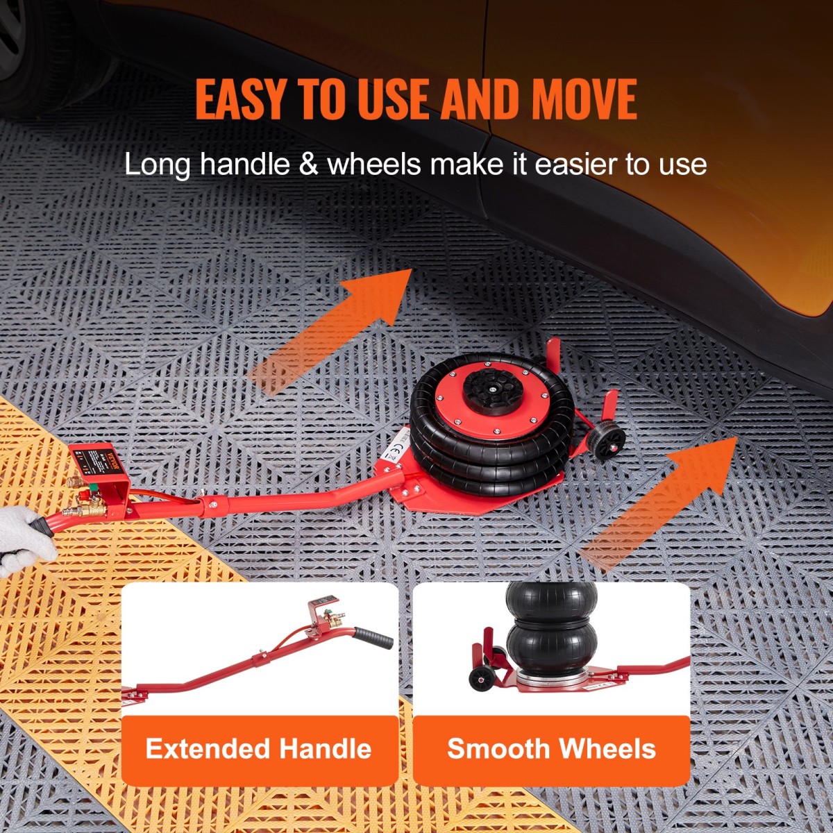 VEVOR Air Jack, 3 Ton/6600 lbs Triple Bag Air Jack, Airbag Jack με έξι χαλύβδινους σωλήνες, ανύψωση έως 17,7 ίντσες/450 mm, 3-5 s Fast Lifting Pneumatic Jack, με μακριές λαβές για αυτοκίνητα, γκαράζ, επισκευή, (Κόκκινο)