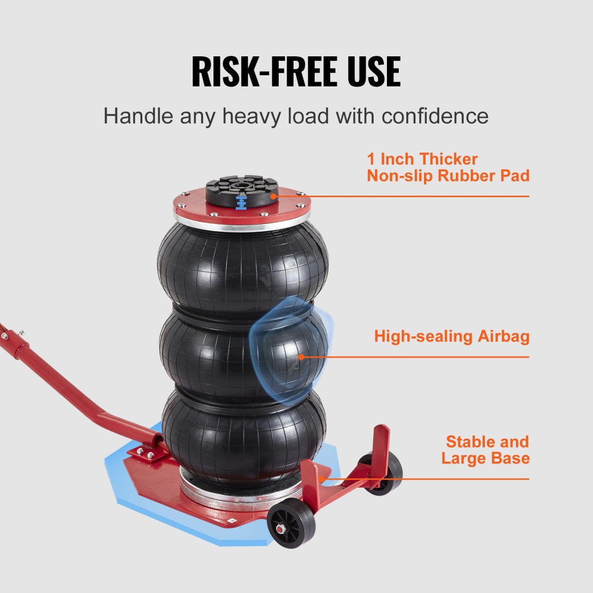 VEVOR Air Jack, 3 Ton/6600 lbs Triple Bag Air Jack, Airbag Jack με έξι χαλύβδινους σωλήνες, ανύψωση έως 17,7 ίντσες/450 mm, 3-5 s Fast Lifting Pneumatic Jack, με μακριές λαβές για αυτοκίνητα, γκαράζ, επισκευή, (Κόκκινο)