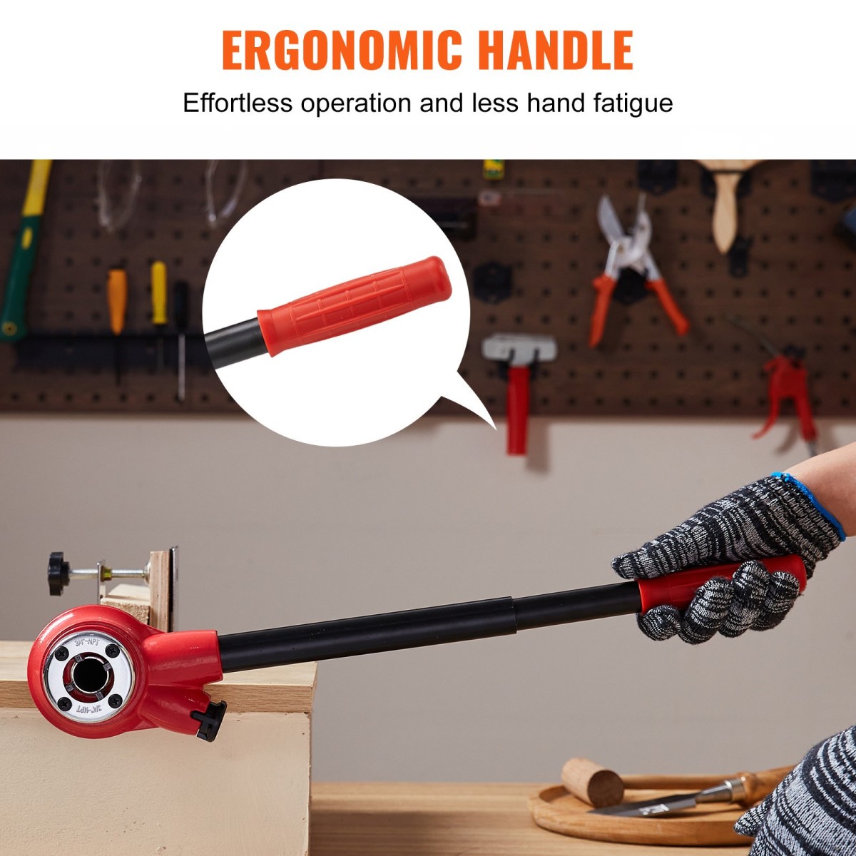 VEVOR Ratchet Pipe Threader Kit, 1/2" NPT, 3/4" NPT, 1" NPT Manual Ratcheting Pipe Threader, φορητό σετ εργαλείων σπειρώματος σωλήνων με μήτρες 3 τμχ NPT, θήκη αποθήκευσης για γαλβανισμένους σωλήνες αλουμινίου από σίδηρο χαλκού