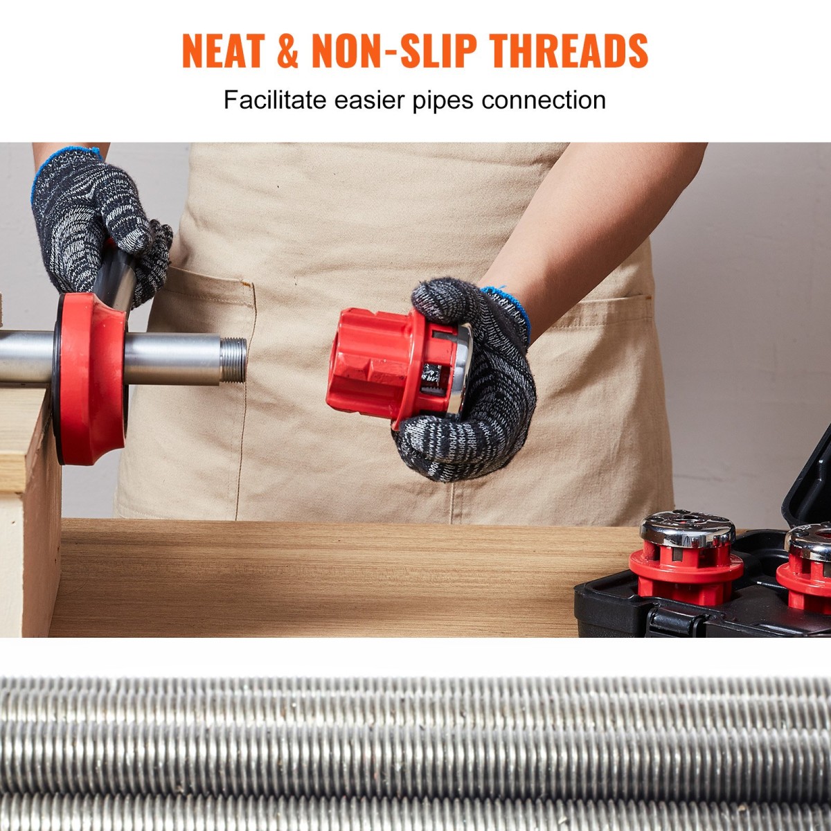 VEVOR Ratchet Pipe Threader Kit, 1/2" NPT, 3/4" NPT, 1" NPT Manual Ratcheting Pipe Threader, φορητό σετ εργαλείων σπειρώματος σωλήνων με μήτρες 3 τμχ NPT, θήκη αποθήκευσης για γαλβανισμένους σωλήνες αλουμινίου από σίδηρο χαλκού