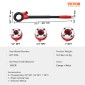 VEVOR Ratchet Pipe Threader Kit, 1/2" NPT, 3/4" NPT, 1" NPT Manual Ratcheting Pipe Threader, φορητό σετ εργαλείων σπειρώματος σωλήνων με μήτρες 3 τμχ NPT, θήκη αποθήκευσης για γαλβανισμένους σωλήνες αλουμινίου από σίδηρο χαλκού