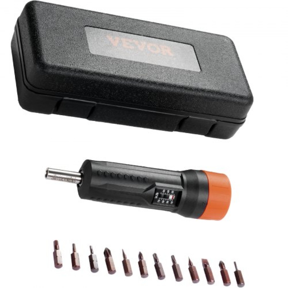 Σετ κλειδιού VEVOR 1/4" Drive Torque Screwdriver | Εύρος ρύθμισης ροπής 10-70 in-lbs | Κατσαβίδι αύξησης ροπής 1 in-lb | Σετ μύτες οδήγησης με παράθυρο προβολής, 12 bits & θήκη, μαγνητική λειτουργία