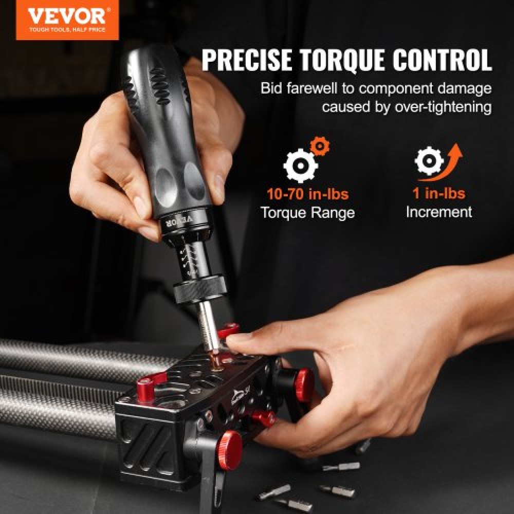 VEVOR Ρυθμιζόμενο κατσαβίδι ροπής 1/4" Εύρος 1,1-7,9 N·m με αύξηση 0,1 N·m