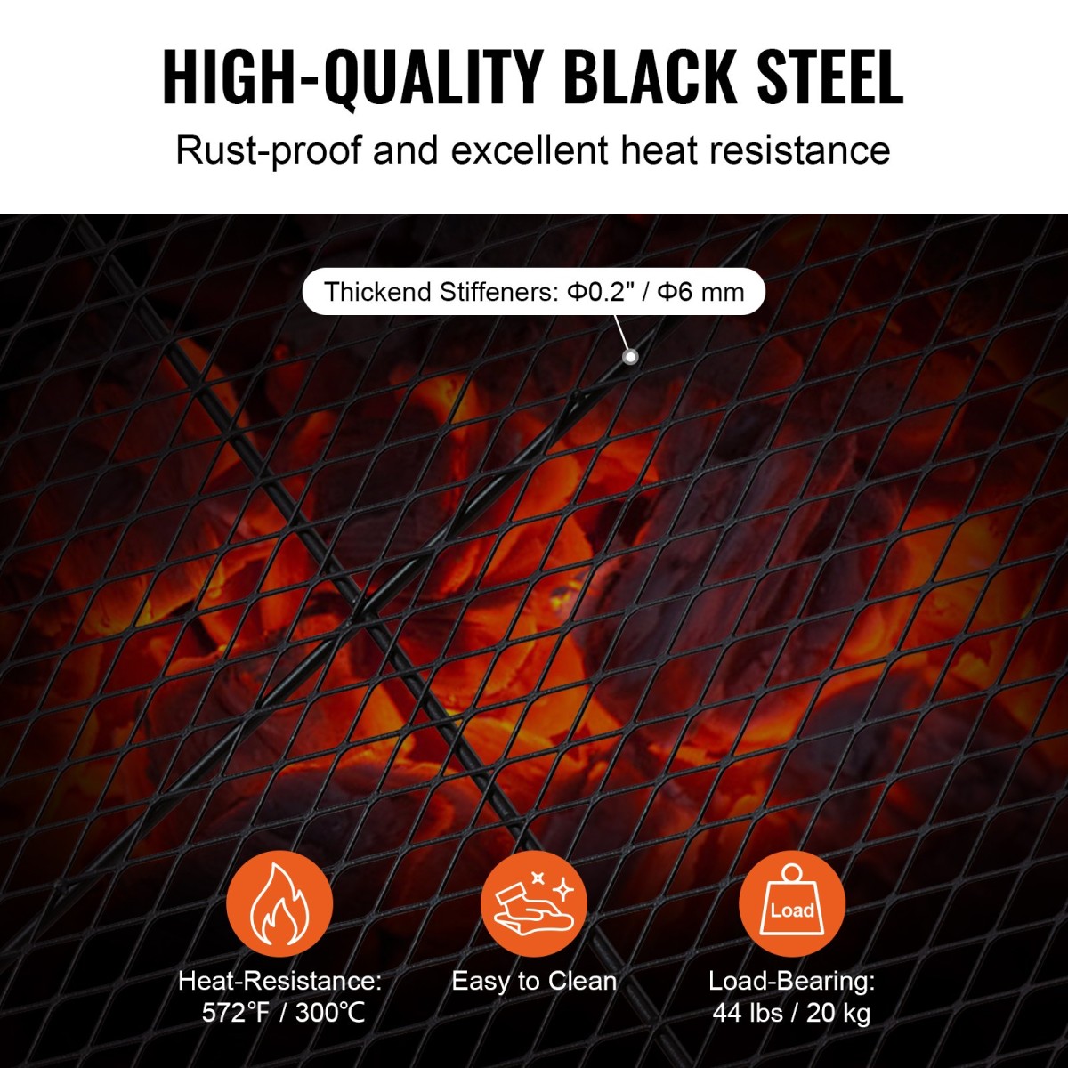 Σχάρα ψησίματος VEVOR X-Marks Fire Pit Grill, Ορθογώνια Σχάρα Μαγειρέματος, Heavy Duty Steel Campfire Grill Grill with Handle & Support X Wire, Φορητά μαγειρικά σκεύη camping για πάρτι έξω, μαύρο 44 ιντσών