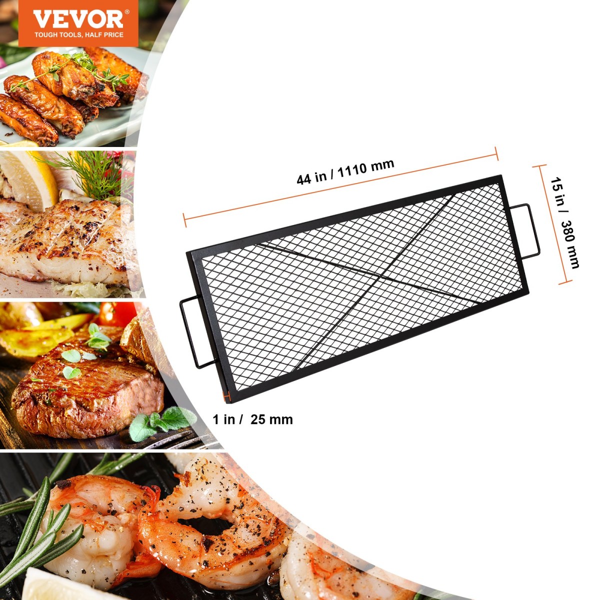 Σχάρα ψησίματος VEVOR X-Marks Fire Pit Grill, Ορθογώνια Σχάρα Μαγειρέματος, Heavy Duty Steel Campfire Grill Grill with Handle & Support X Wire, Φορητά μαγειρικά σκεύη camping για πάρτι έξω, μαύρο 44 ιντσών