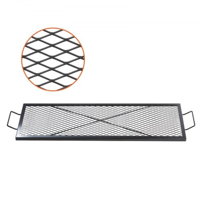 Σχάρα ψησίματος VEVOR X-Marks Fire Pit Grill, Ορθογώνια Σχάρα Μαγειρέματος, Heavy Duty Steel Campfire Grill Grill with Handle & Support X Wire, Φορητά μαγειρικά σκεύη camping για πάρτι έξω, μαύρο 44 ιντσών