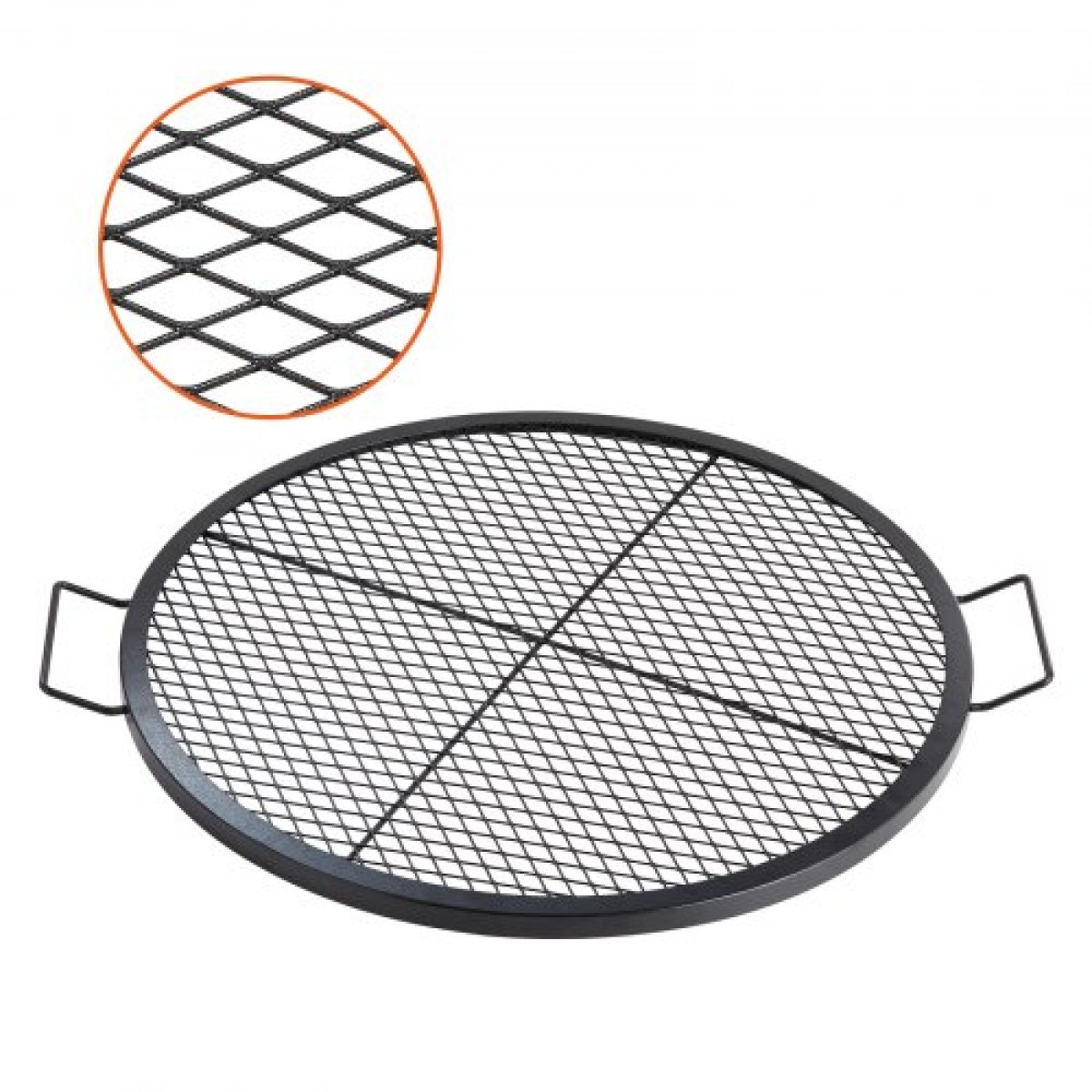 Σχάρα ψησταριάς VEVOR X-Marks Fire Pit, στρογγυλή σχάρα μαγειρέματος, σχάρα ψησίματος από ατσάλι βαρέως τύπου Campfire BBQ με λαβή και σύρμα στήριξης X, φορητό μαγειρικό σκεύος κάμπινγκ για εξωτερικό πάρτι & συγκέντρωση, 30 ιντσών μαύρο