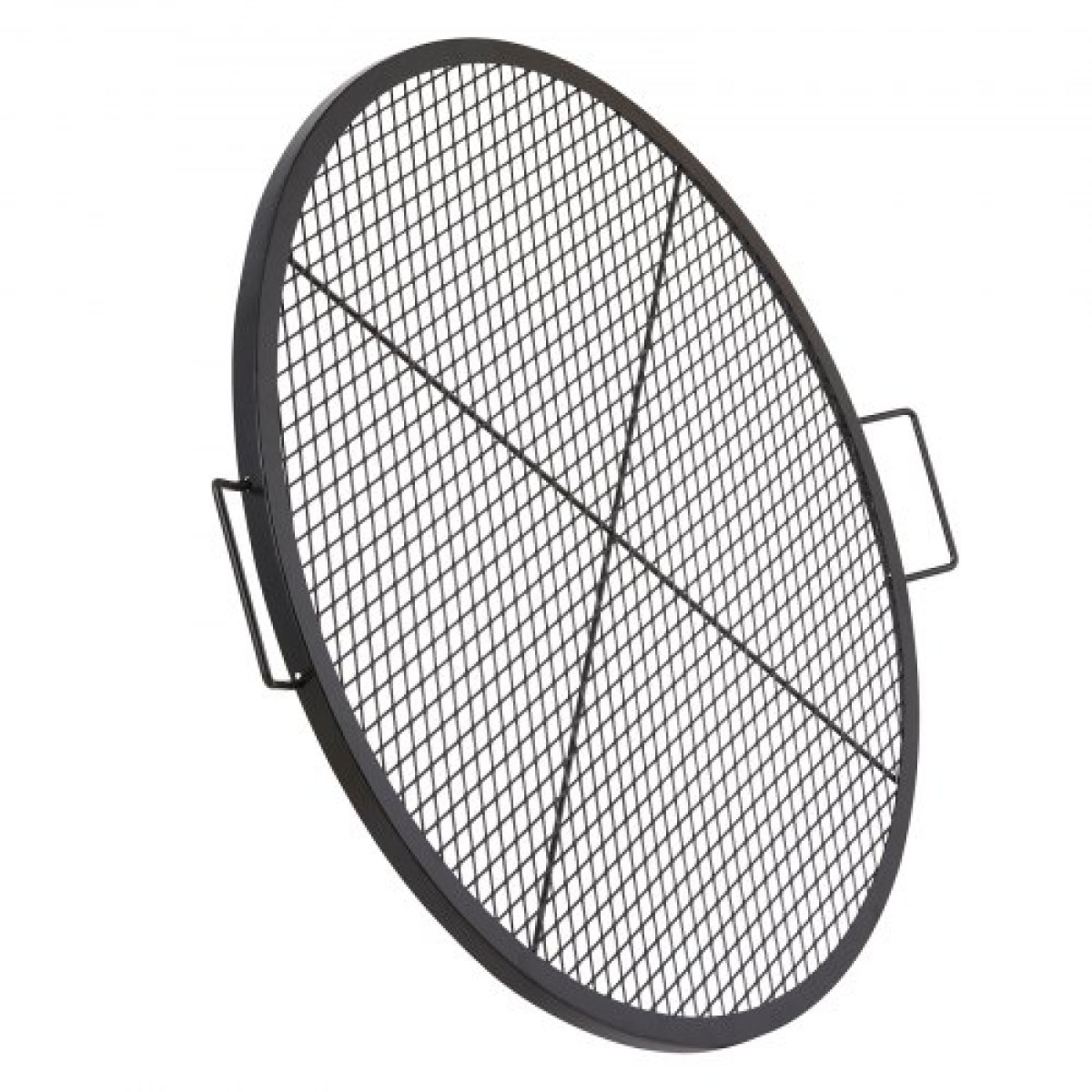 Σχάρα ψησταριάς VEVOR X-Marks Fire Pit, στρογγυλή σχάρα μαγειρέματος, σχάρα ψησίματος από ατσάλι βαρέως τύπου Campfire BBQ με λαβή και σύρμα στήριξης X, φορητό μαγειρικό σκεύος κάμπινγκ για εξωτερικό πάρτι & συγκέντρωση, 36 ιντσών μαύρο