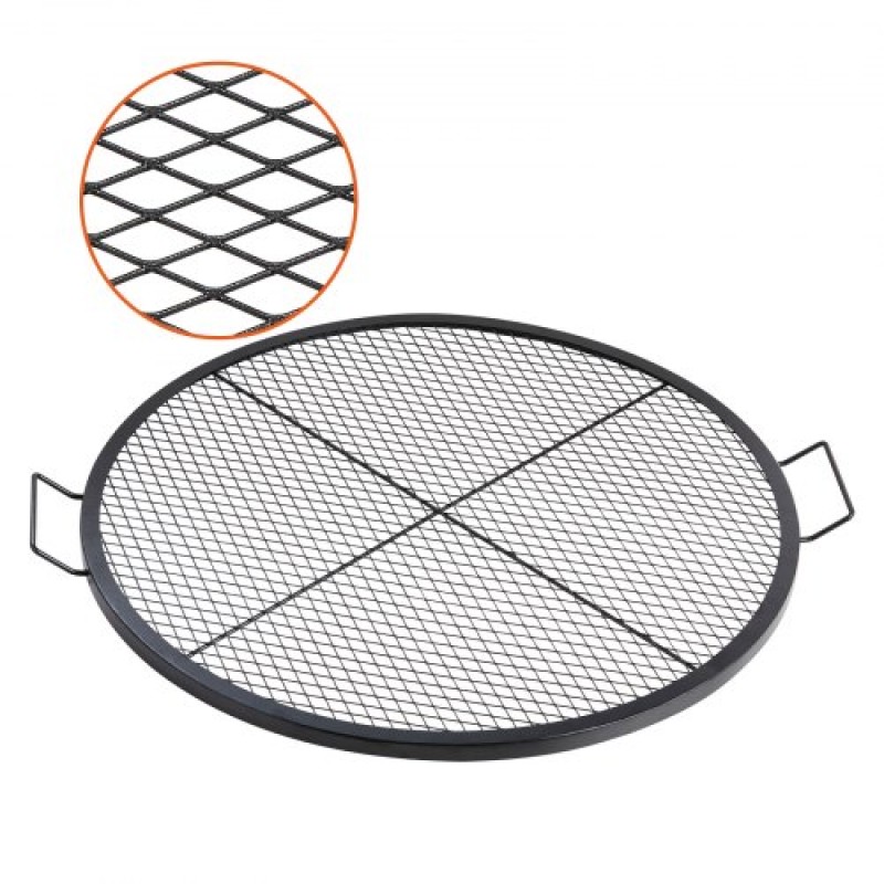 Σχάρα ψησταριάς VEVOR X-Marks Fire Pit, στρογγυλή σχάρα μαγειρέματος, σχάρα ψησίματος από ατσάλι βαρέως τύπου Campfire BBQ με λαβή και σύρμα στήριξης X, φορητό μαγειρικό σκεύος κάμπινγκ για εξωτερικό πάρτι & συγκέντρωση, 36 ιντσών μαύρο