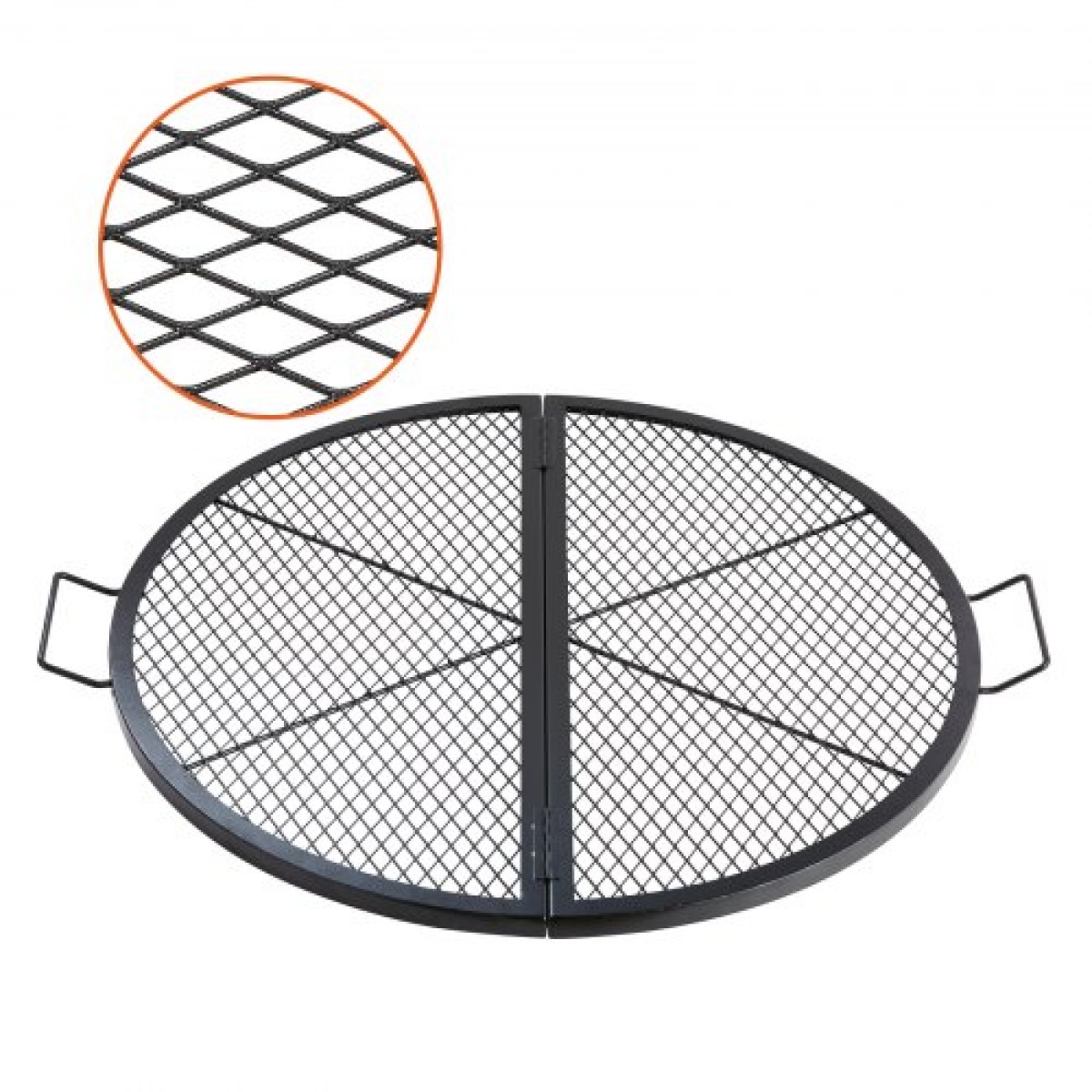 Σχάρα ψησταριάς VEVOR X-Marks Fire Pit Grill, Αναδιπλούμενη στρογγυλή σχάρα μαγειρέματος, Heavy Duty Steel Campfire Grill Grill with Handle and Support X Wire, Φορητά μαγειρικά σκεύη Camping για εξωτερικό πάρτι, 36 ιντσών μαύρο