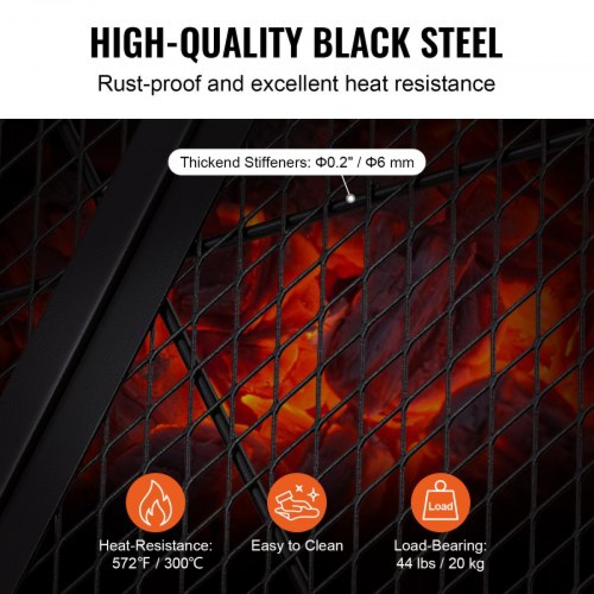 Σχάρα ψησταριάς VEVOR X-Marks Fire Pit Grill, Αναδιπλούμενη στρογγυλή σχάρα μαγειρέματος, Heavy Duty Steel Campfire Grill Grill with Handle and Support X Wire, Φορητά μαγειρικά σκεύη Camping για εξωτερικό πάρτι, 36 ιντσών μαύρο