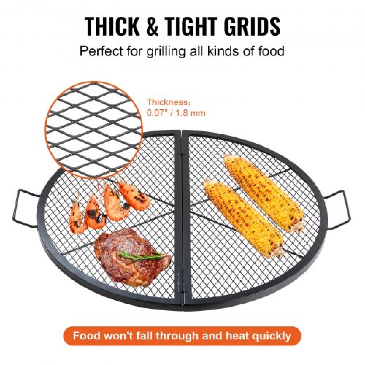 Σχάρα ψησταριάς VEVOR X-Marks Fire Pit Grill, Αναδιπλούμενη στρογγυλή σχάρα μαγειρέματος, Heavy Duty Steel Campfire Grill Grill with Handle and Support X Wire, Φορητά μαγειρικά σκεύη Camping για εξωτερικό πάρτι, 36 ιντσών μαύρο